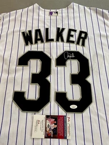 COLORADO ROCKIES- LARRY WALKER AUTOGRAPH #33 NIKE PINSTRIPE JERSEY JSA AX31471 - Picture 1 of 7