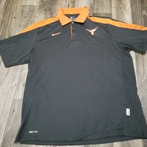 Nike Texas Longhorns Polo Mens XL Black/Orange Dri Fit Golf Logo Short Sleeve - Picture 1 of 13