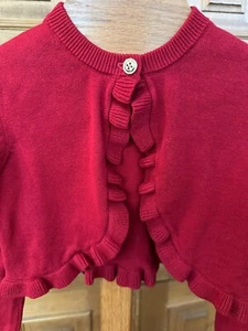 Gymboree Little Girl's Red Ruffled Shrug Bolero Sweater Long Sleeve Button 5T - Picture 1 of 7