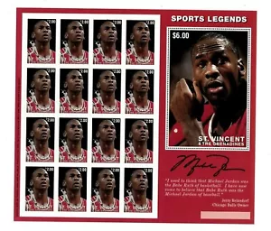 San Vicente 1996 - Michael Jordan NBA Bulls - Hoja de 16 estampillas Scott 2268A - Imagen 1 de 1