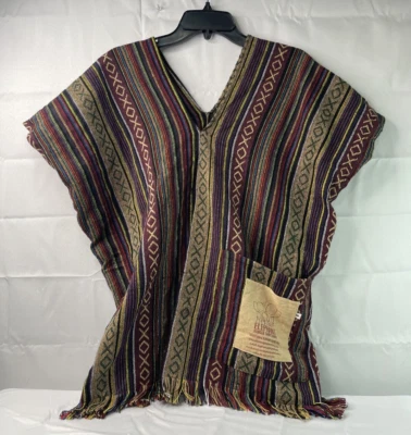 Слон джунгли святилище/традиционный стиль ткани пончо пуловер/взрослый маленький - Изображение 1 из 4