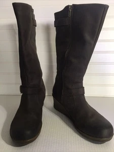 Keen of Scots Boots Womens Size 9 Brown Leather Wedge Knee High Riding Zippered - Picture 1 of 18