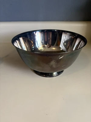 "Plato de plata vintage Academy, Paul Revere sobre cuenco con patas de cobre 8"" x 4,25""" Foto 1 de 4