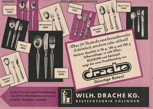 Bestecke Wilh. Drache Solingen Werbekarte 1962 Werbung Advert Vintage Nostalgie - Bild 1 von 2