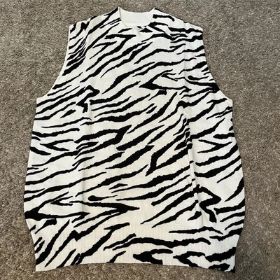 VTG Yarnworks Knit Sweater Vest Sleeveless Pullover Womens XL 90s Y2K Zebra - Image 1 of 4
