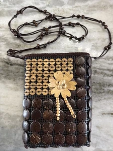 Bolso bandolera bandolera vintage con cuentas de coco - Imagen 1 de 4