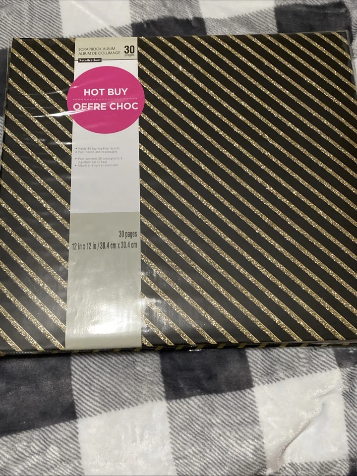 Álbum de recortes Recollections 12”x12” - Rayas brillantes negras y doradas - 30 páginas Foto 1 de 4