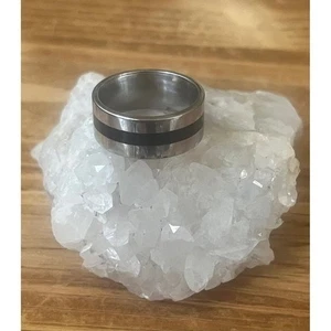 Anillo Banda Unisex Tungsteno Plateado Y Negro-Acabado Pulido-8mm Ancho-Talla 8-Nuevo - Imagen 1 de 12