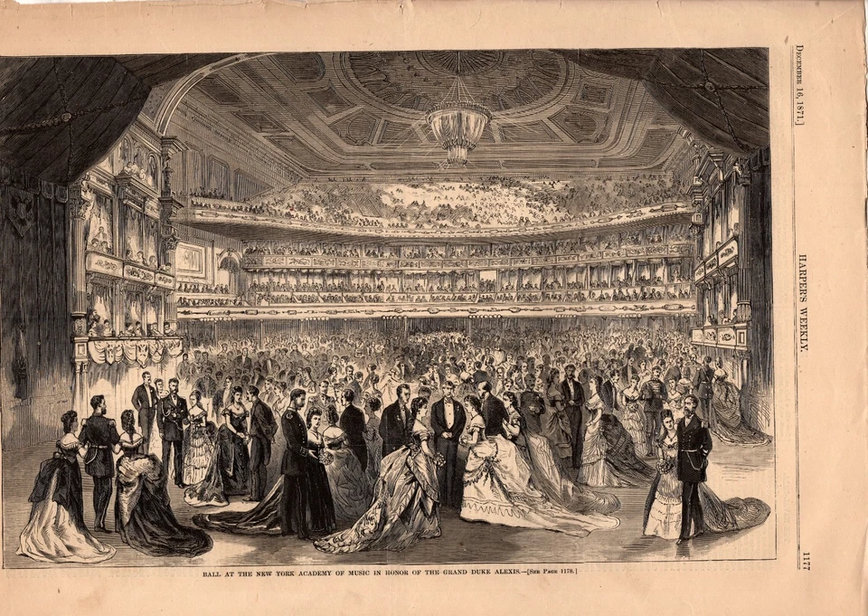 1871 Harpers Weekly original print only December 16 - New York Academy of Music - Image 1 of 1