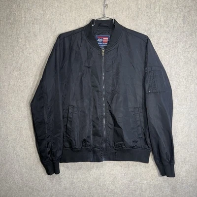 Chaqueta de bombardero Phat Farm para hombre mediana negra cremallera completa ropa de calle Y2K  Foto 1 de 4