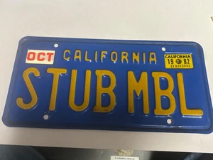Vintage California Blue & Yellow License Plate- Personalized STUB MBL with Tags - Picture 1 of 3