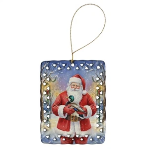 Caroline's Treasures Mallard with Santa Claus Porcelain Ornament FNT1205CO2 - Picture 1 of 3