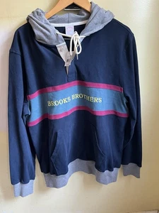Neu Brooks Brothers Herren Colorblock Logo Hoodie blau marine/grau Größe XL neu mit Etikett - Bild 1 von 8