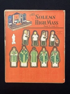 SOLEMN HIGH MASS cutouts Daniel A. Lord The Queen’s work VTG UNCUT - Picture 1 of 7