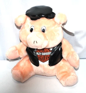 Vintage 90s Harley Davidson 10 in Plush Animal Toy Pig Biker Hog 1998 Motorcycle - Picture 1 of 7
