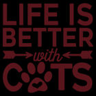 5" LIFE IS BETTER WITH CATS Vinyl Decal Sticker Car Window Kitty Pet Rescue