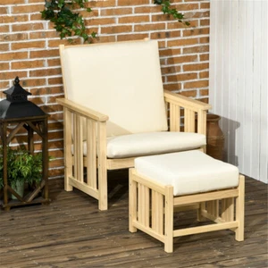 Patio Furniture Set 1 Armchair 1 Ottoman with Seat Cushion - Picture 1 of 7