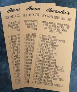Personalised Hen Night Party Selfie Challenge Cards game activity cards (S101) - Picture 1 of 3