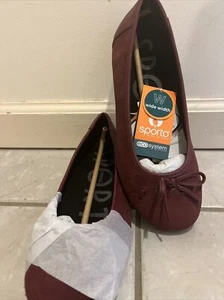 Sporto Mary Leather Mule slip on/ Flats shoes Black Maroon 8W- NEW - Picture 1 of 6