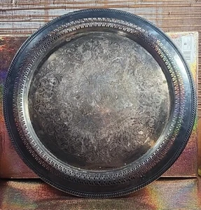  Silver plate WM Rogers 162 pierced platter 15"  Vintage etched.       D4 - Picture 1 of 7
