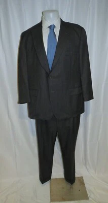 Paul Stuart Silky Powder Charcoal Striped Japanese Wool Two Button Suit 46R - Image 1 of 4