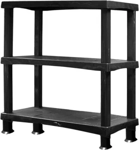3-Tier Plastic Shelving Unit Easy Assembly Storage Racking No Tools Required - Picture 1 of 4