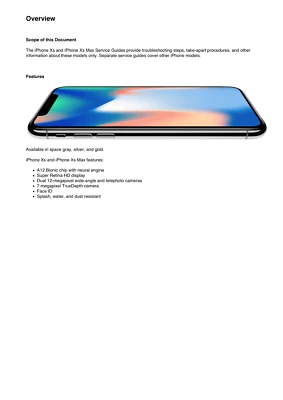 Apple iPhone Xs e iPhone Xs Max Guida Tecnica Manuale di Servizio - Immagine 1 di 4