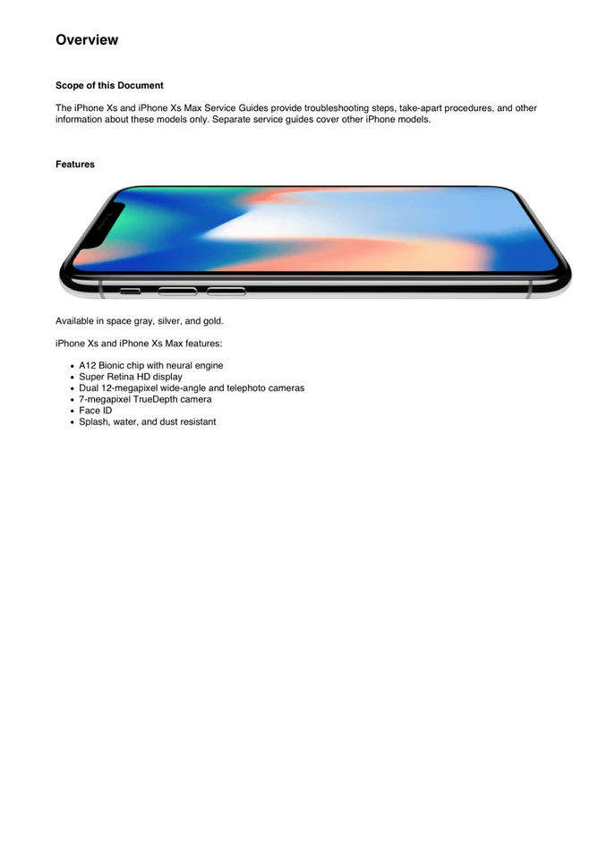 Apple iPhone Xs and iPhone Xs Max Technician Guide Service Manual - image 1 of 4