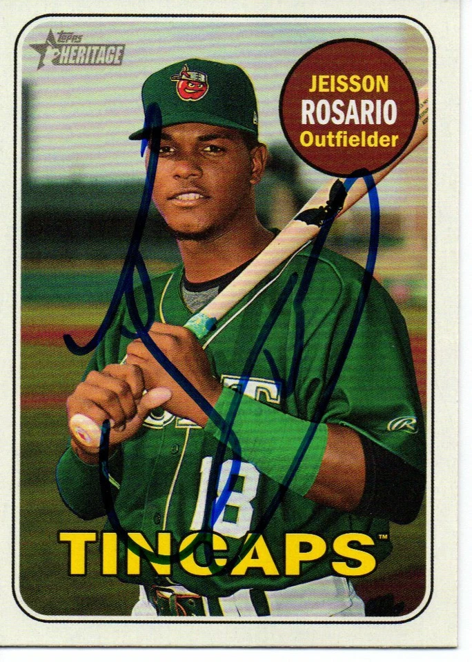Jeisson Rosario Fort Wayne TinCaps 2018 Topps Heritage Minors Signed Card - Image 1 of 1