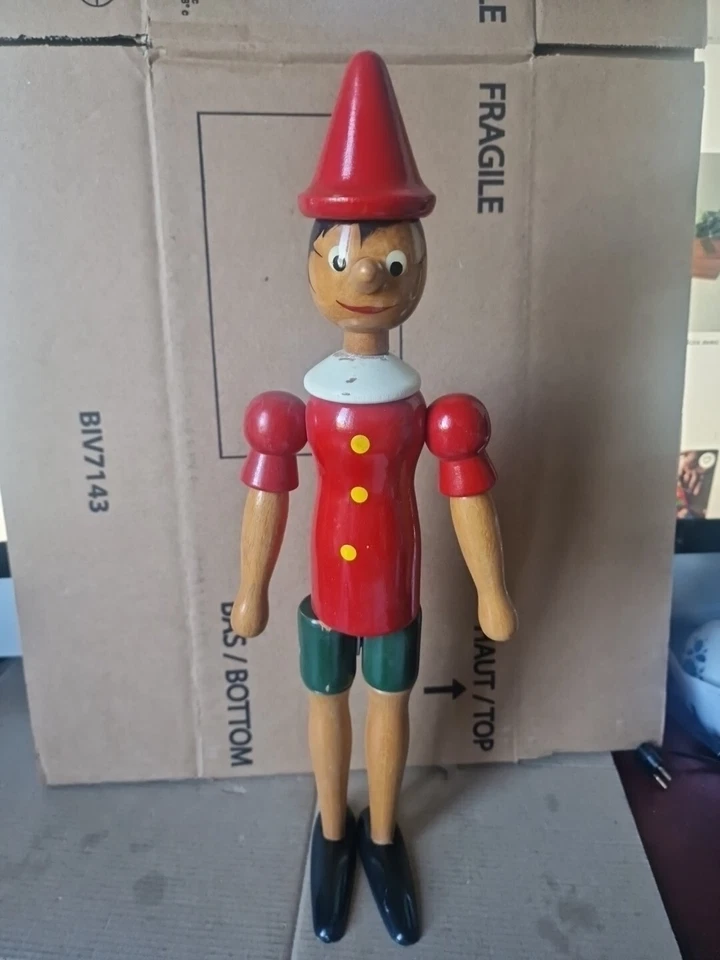 pinocchio Articulé en bois Ancien  37 Cm - Photo 1/4
