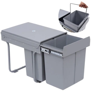 10.6 Gallon Dual Pull Out Trash Cans Under Cabinet Counter/Sink with Lid - Picture 1 of 9