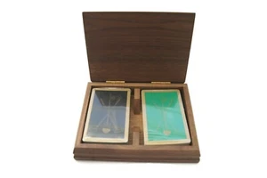 Holz Doppel Karten Deck Box Aufbewahrung für 2 Decks Spielkarten - Rustikal Primitiv  - Bild 1 von 5