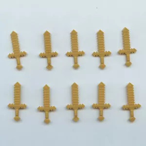 LEGO x 10 Pearl Gold Minifigure, Weapon Sword Pixelated (Minecraft) 18787 - Picture 1 of 1