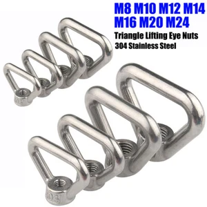 Triangle Lifting Eye Nuts M8,10,12,14,16,20,24 Female Eye Bolts - 304 Stainless - Picture 1 of 9