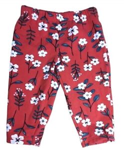 Carter's Red And White Floral Thick Cotton Pants 6 Months