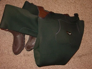 Mens Frogg Toggs Wade Wear Green Bib Bootie Waders Size 11 Neoprene Sold As Is! - Picture 1 of 8