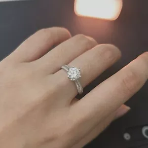 1 Carat Lab Grown Round Cut Adjustable Moissanite Engagemnt Rings for Women - Picture 1 of 5