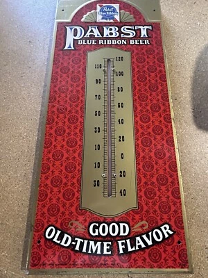 Pabst Blue Ribbon Beer Thermometer "Good Old-Time Flavor" 20.5 x 9 - PBR Sign - Image 1 of 4