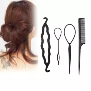 4 Stck./Set Haarstyling Clip Dutt Donut Twist Zopf Pferdeschwanz Maker Zum Selbermachen Kamm Werkzeuge - Bild 1 von 5
