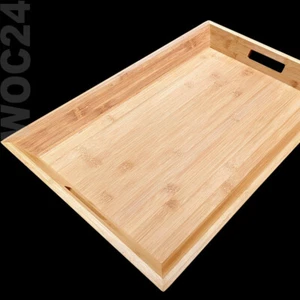 53 x 33 cm Voll-Holz Bambus Serviertablett Tablett Betttablett Frühstückstablett - Bild 1 von 3