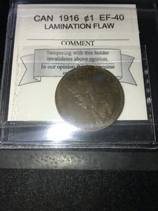 1916  Coin Mart Graded Canadian, Large One Cent, **EF-40 Lamination Flaw** - Picture 1 of 8