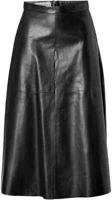 Women Genuine Soft Lambskin Leather Skirt Black A-Line Skirt Casual Formal Wear - Image 1 of 4