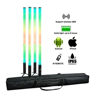 4pcs with bag Wireless Battery Pixel Tube 360 Degree Led Tube Dj Light wedding - Picture 1 of 7