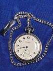 Waltham Pocket Watch Vintage Mechanical Manual Open Face Usa Chain