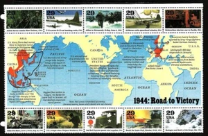 US #2838 MNH 1994 Road to Victory Saipan Leyte Bulge Normandy B17 Red Ball - Picture 1 of 1