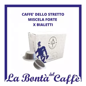 CAFFE' DELLO STRETTO 100 CAPSULE MISCELA FORTE 100% ROBUSTA COMPATIBILE BIALETTI - Picture 1 of 5