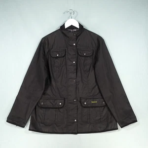 Barbour Wax Jacket Womens 16 Black Tartan SMU Utility Chore Outdoor England UK - Picture 1 of 20