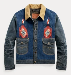RRL Ralph Lauren Limited Edition Handwoven Southwestern Denim Jacket-MEN-XL - Picture 1 of 8