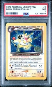 2002 Pokemon Neo Destiny DARK AMPHAROS Holo Foil Card #1 PSA 7 NM WOTC RARE! - Picture 1 of 2