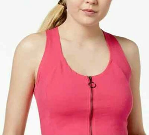 Material Girl Active Women Fuchsia Purple Zip-Front Crisscross Sports Bra Sz XL - Picture 1 of 5
